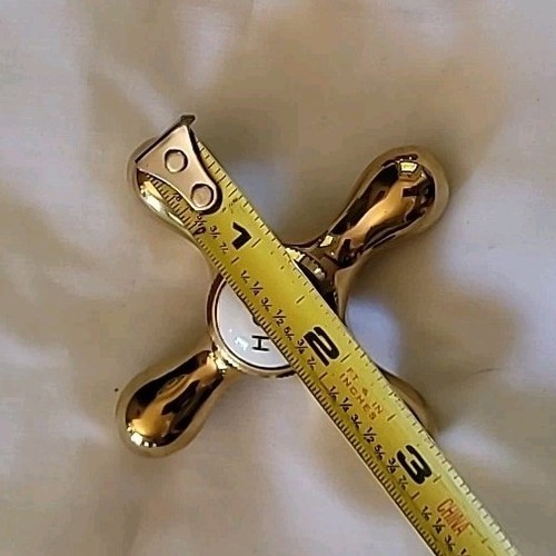 Vintage Messing Kreuzgriff Wasserhahn Knöpfe HOT & COLD Set - 3" Ersatzgriffe - Bild 7 von 7