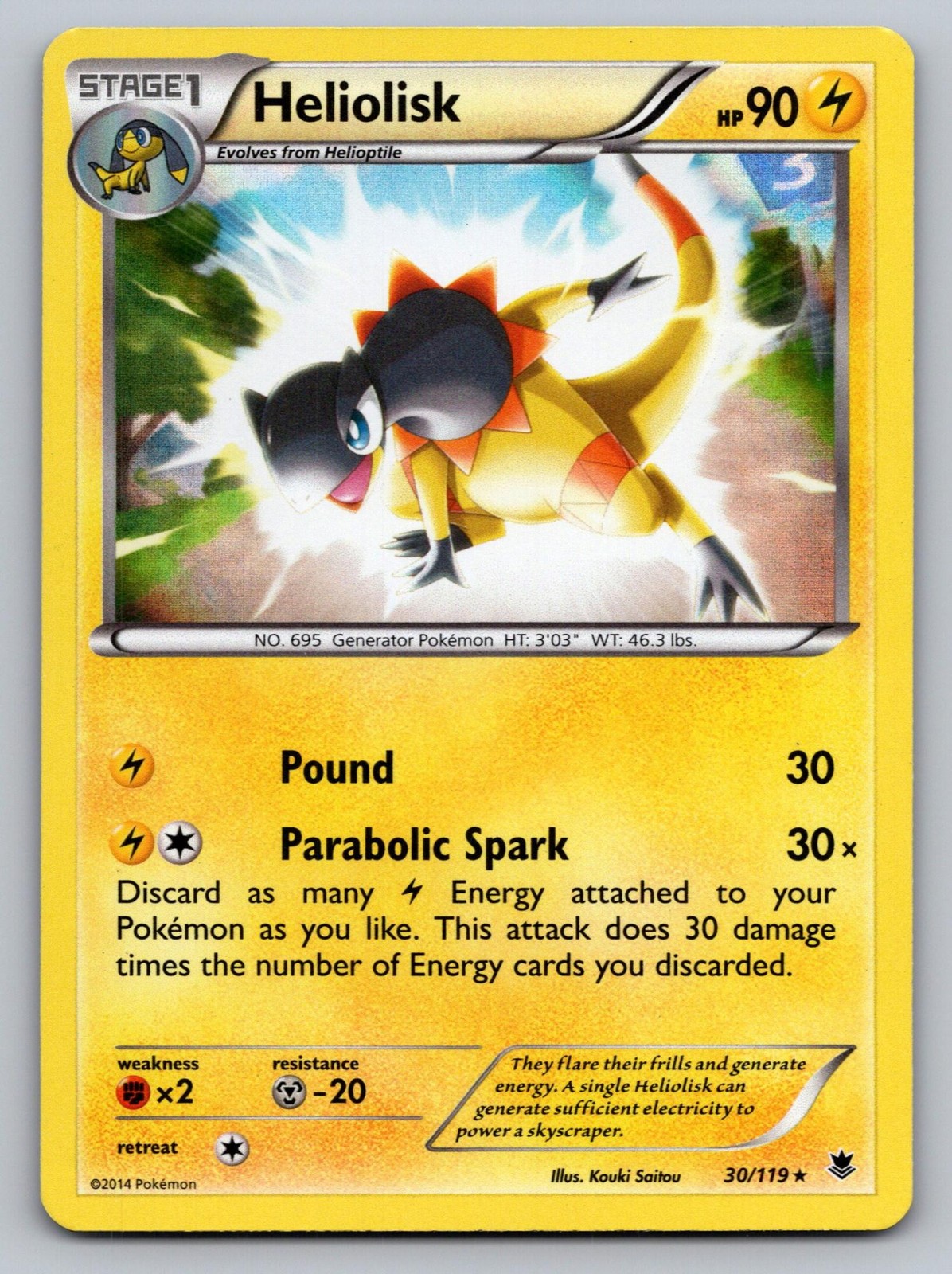 Heliolisk 30/119 Holo Rare Phantom Forces Pokemon Lightly Played