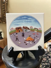 Villeroy & Bock Design Naif Laplau #3 Tile Trivet Courtyard Made In France 6”