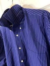 Chaps Men’s Sz 17.5 36/37 Shirt Wrinkle Free Button Up Striped Blue Purple