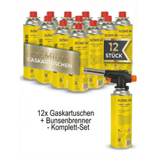 12x Gaskartuschen Butangas 227g MSF-1a Campingkocher Bunsenbrenner Lötlampe Set
