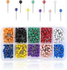 600PCS Colorful Map Push Pins Glass Head Thumb Tacks with Case