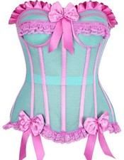 Daisy Corset Top Drawer Steel Boned Mint Turquoise Pink Mesh Underwire Bustier