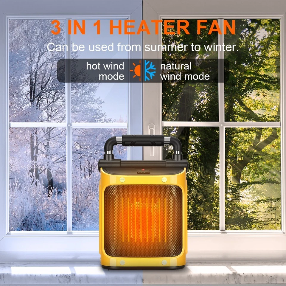 Trustech 1500W Calentador Utilitario Portátil con Termostato Ajustable, Ylw Foto 4 de 4