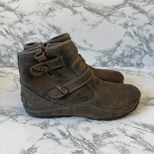 Merrell Donna 7.5 Haven Duo Stivale Impermeabile Caviglia Marrone Pelle Cinturini Grip Suola