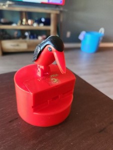 Vintage Style Woodpecker Toothpick Dispenser Black Red Plastic Retro Bird Holder