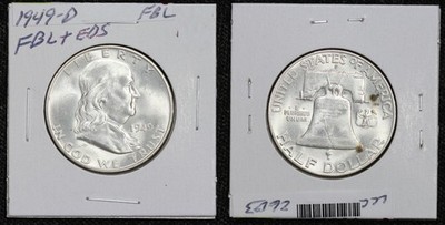 1949-D Franklin Half Dollar Full Bell Lines Early Die State BU 60KP