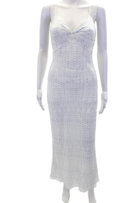Intermix Womens Silk Printed Cut Out Sleeveless Lined Dress White Blue Size 0