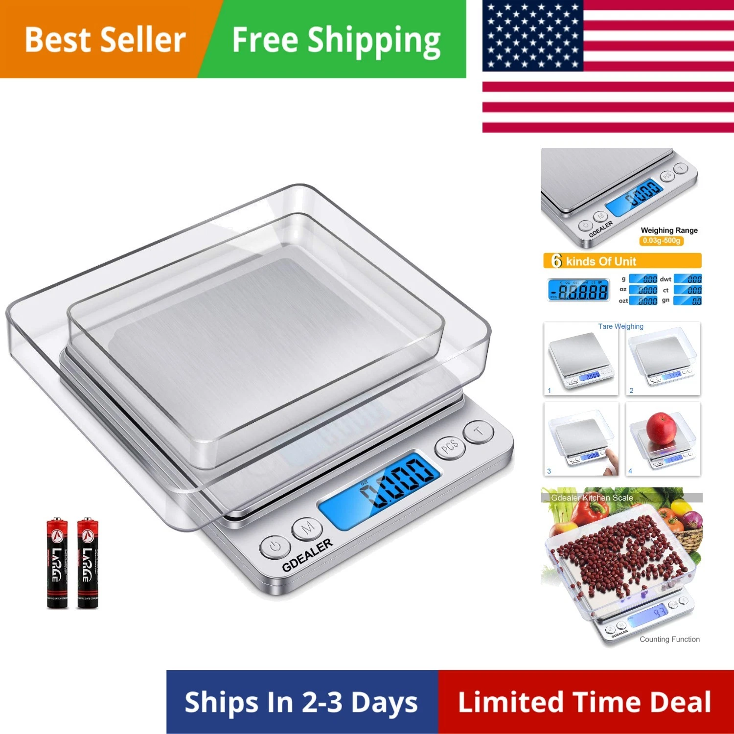 Food Scale, 0.001oz/0.01g Precise Digital Kitchen Scale Gram Scales Weight Fo...