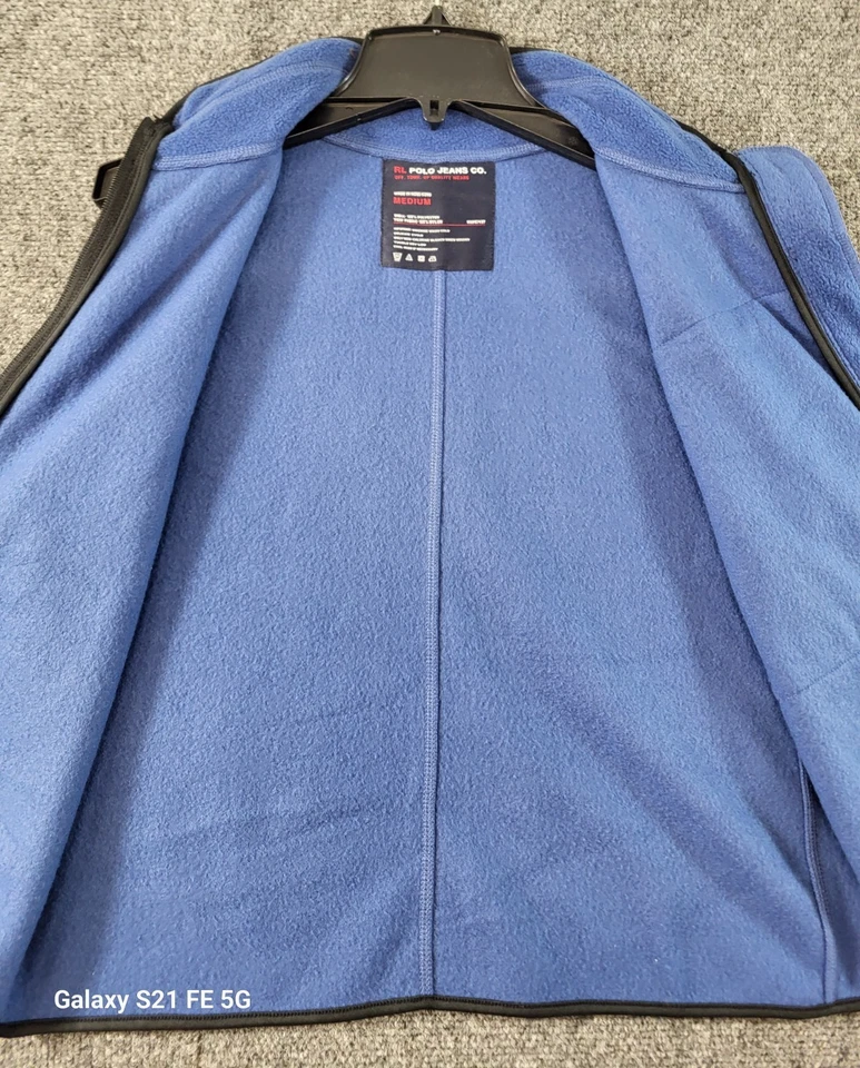 Polo Jeans Co. Chaleco Polar Niños M Azul Cremallera Completa Cuello Alto Poliéster Preppy Foto 4 de 4