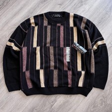 Vintage 90s Protege Collection Striped Pattern Sweater XL Made In USA Brand New