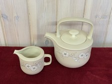 Vintage Retro  1980's Hornsea Bouquet Ceramic Teapot Cherry Blossoms + Milk Jug