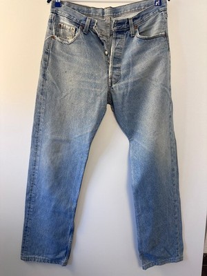 Vintage Levis 501 Original Fit Jeans W31 L28 Blau Distressed Denim