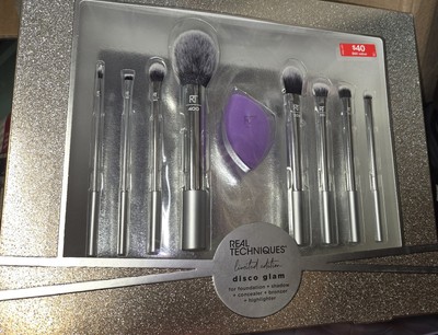 Real Techniques Disco Glam Limited Edition Makeup Brush 9 Piece Brush Set NEW