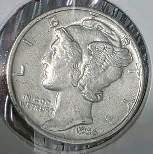1936 Silver Mercury Dime 10c US Coin About Uncirculated XF / AU