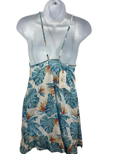 Roxy Halter Sleeveless Tropical Beach Palm Leaf Floral Mini Dress XS NWT - Picture 2 of 14