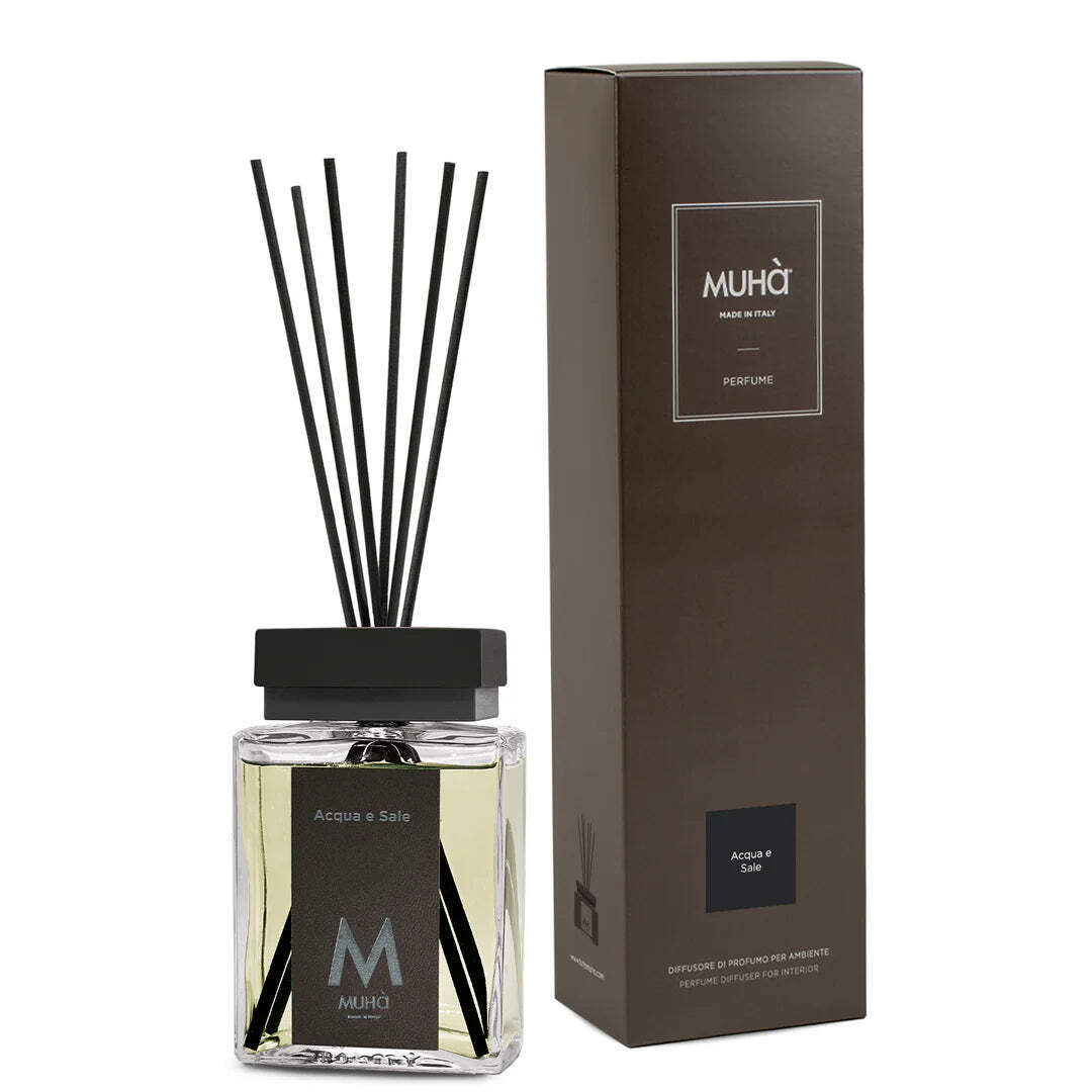Muhà Profumo Ambiente Acqua e Sale 200ml | Diffusore con Bastoncini