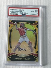 Yadier Molina 2021 Panini Chronicles Certified Holo Gold Auto SSP 08/10 PSA 8 🔥
