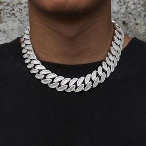 Authentic 36ct Lab Created Baguette Diamond 14K Gold Plated 20mm Miami Cuban Link Necklace
