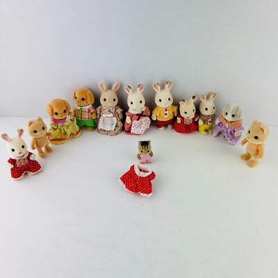 Calico Critters Sylvanian Family Flocked Velvet  Character Figure Toys Lot