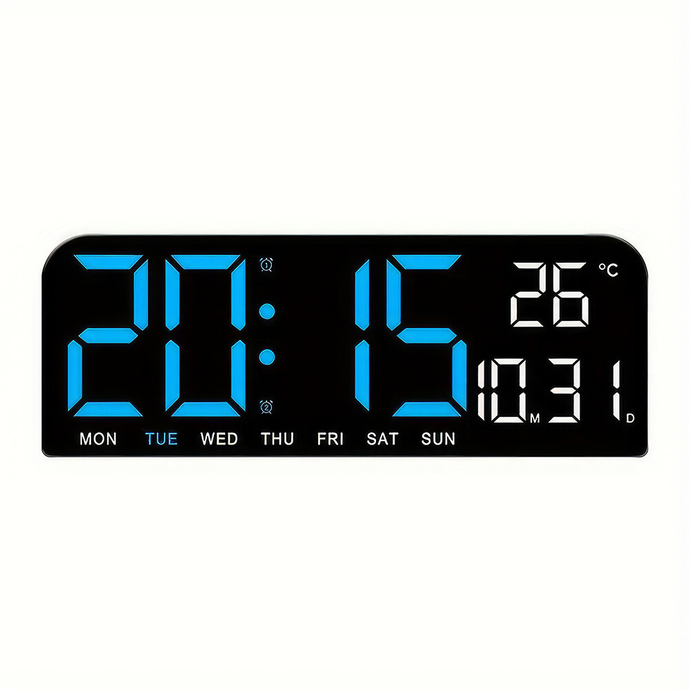 Large Lcd Display Wall Clock Temperature Date