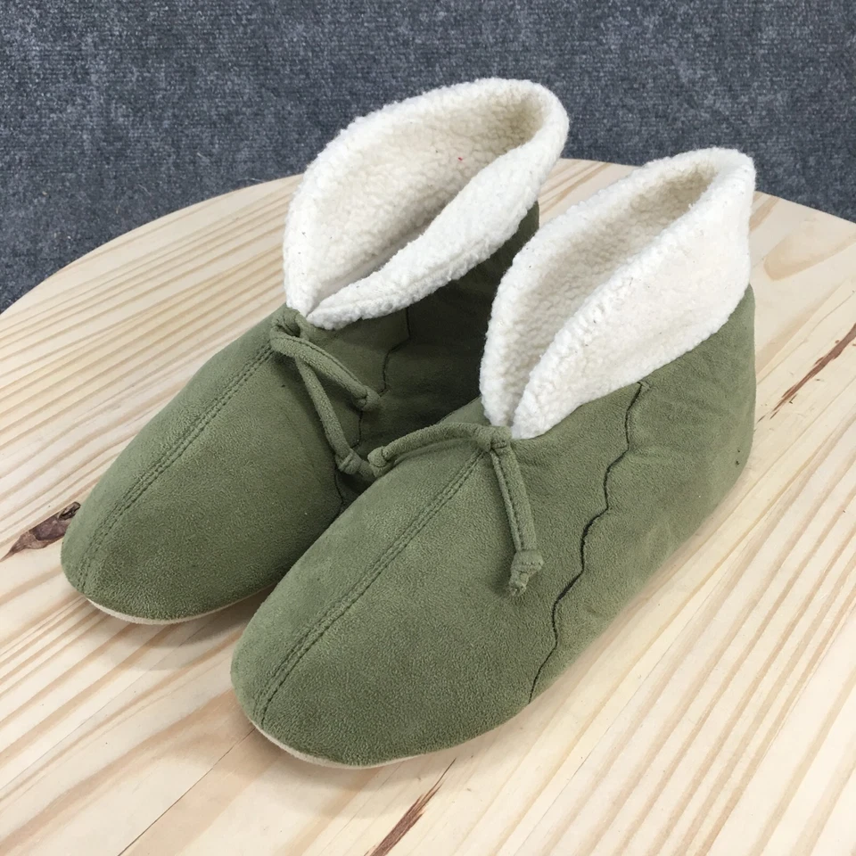 TOTES Isotoner Boots Womens L8-9 Shearling Slip On Flats Bootie Green Faux Suede - Image 3 of 4