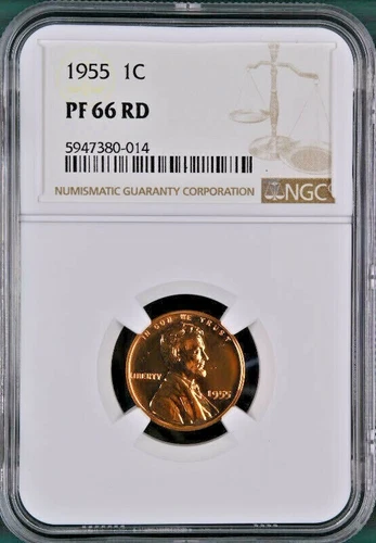 1955 LINCOLN PENNY 1C NGC PROOF RED RD PF66 PR66 NGC