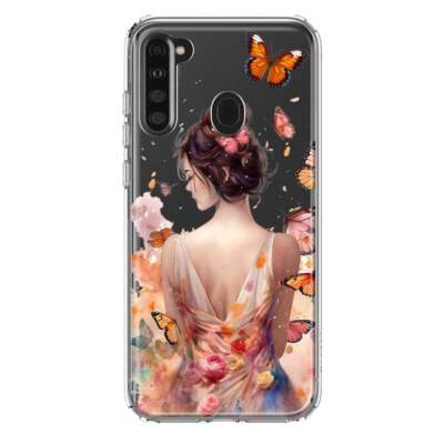Mundaze Case for Samsung Galaxy A21 Cover Waterpaint Butterfly Girl