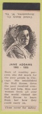 Matchbook Cover - United Match Morgantown WV Jane Addams SAMPLE WEAR