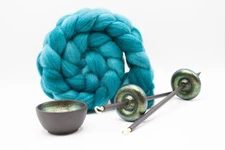 Complete Beginner Emerald Dragon Drop Spindle Spinning Kit - Midi Size Teal