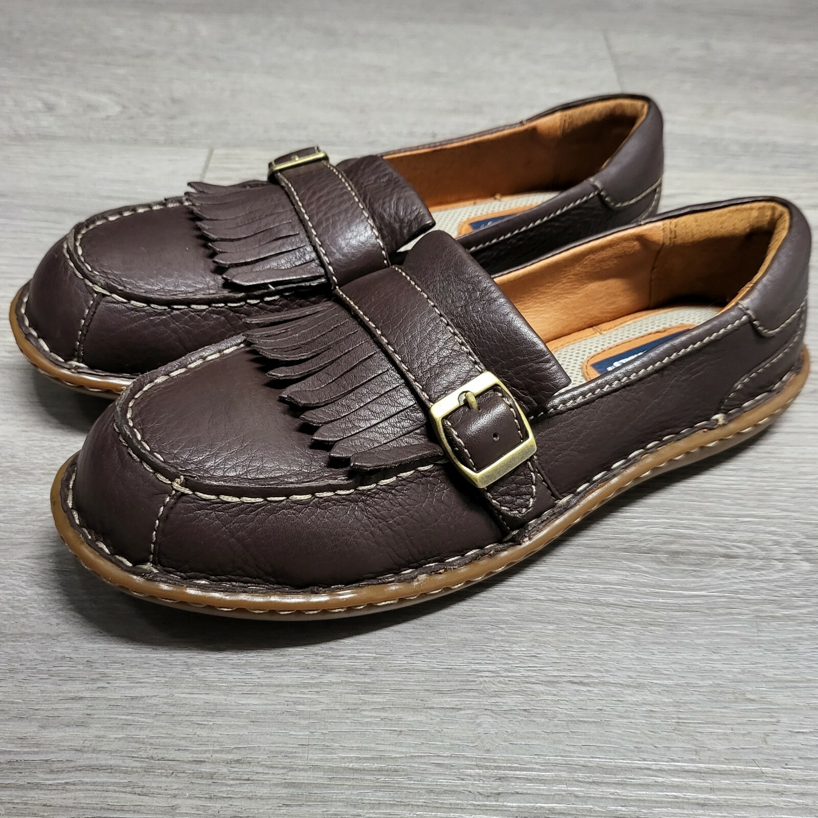 Brown Fringe Buckle Steel Toe 