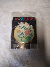 Hooplas Butterfly Floral Cross Stitch Kit Stamped New