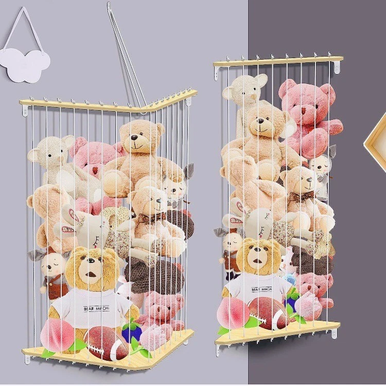 Stuffed Animal Storage Wood Corner Plush Toys Holder