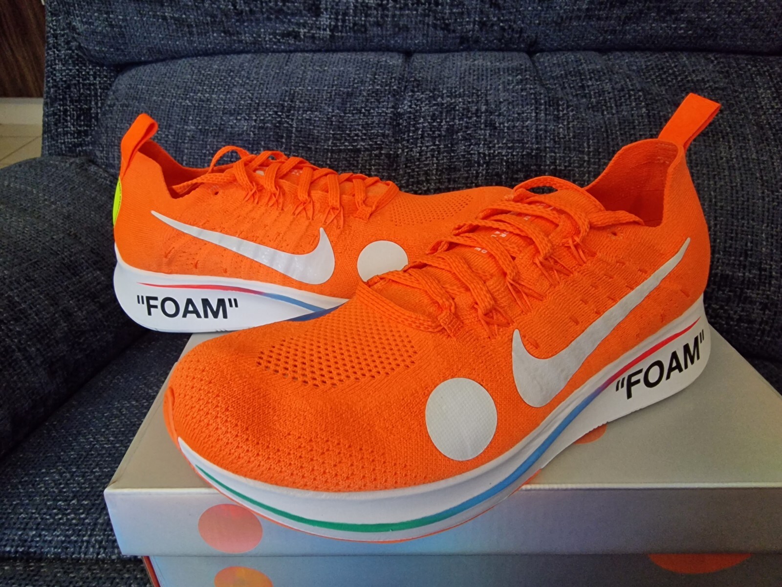 OFF WHITE X NIKE NUOVE NIKE x OFF WHITE ZOOM FLY MERCURIAL Total Orange UK9.5 US10.5 DS 4 11 allevate
