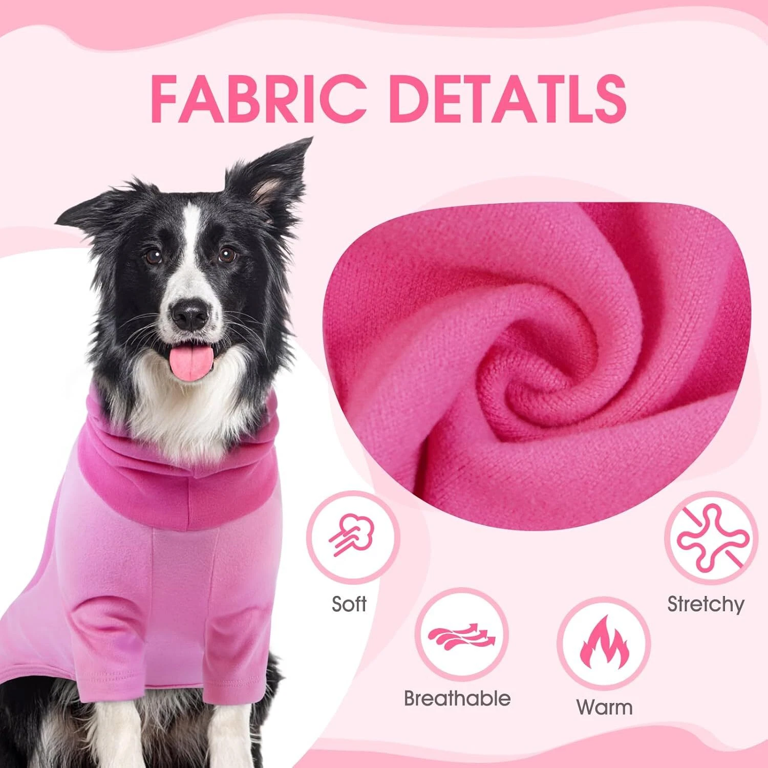 VETEMENTS BRKURLEG Felpa con Cappuccio per Cani con Paraorecchie Felpa a Girocollo X Small Rosa