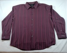 Van Heusen Dress Shirt Men XL Purple Striped Long Sleeve Cotton Blend Button-Up