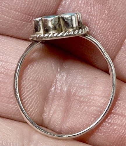 Vintage Silver Navajo Snake Eyes Turquoise Southwestern Ring Size 6-1/4” - Picture 2 of 12