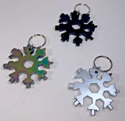 3Pc/ 3 colors -18 in 1 Snowflake Multi Tool Screwdriver Key Chain Camp