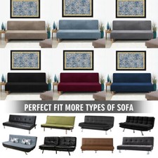 Samt Stretch Futon Schutzhülle Einfarbig vollklappbar Sofa Couch Hussen Shield