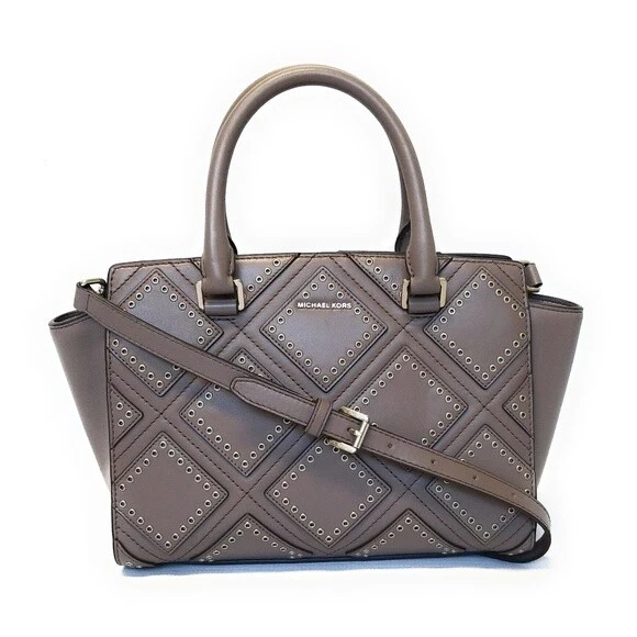 Michael Kors 498 Selma Diamond Grommet Medium Shoulder Bag in Cinder Grey