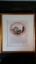 1793 ANTIQUE FRAMED ETCHING VIEW OF MATHEMATICAL SCHOOL CHRISTS HOSPITAL LONDON