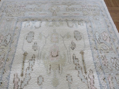 2'8 x 10'3 Runner Hand Knotted Ivory Modern Oushak Oriental Rug G15746 - Picture 7 of 14