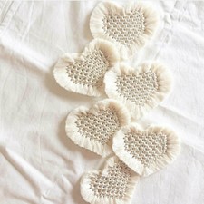 Macrome Bohemian woven coaster heart-shaped coaster finished home handmade 2PCS