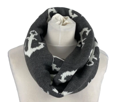 Schal Loop Wendeschal Schlauchschal Damen Grau Weiß Strick Ski Anker Boom It