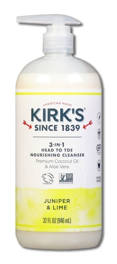 Питательное очищающее средство Kirks Natural 3 в 1 с головы до ног с можжевельником и лаймом 32 унции жидкости 4290₽