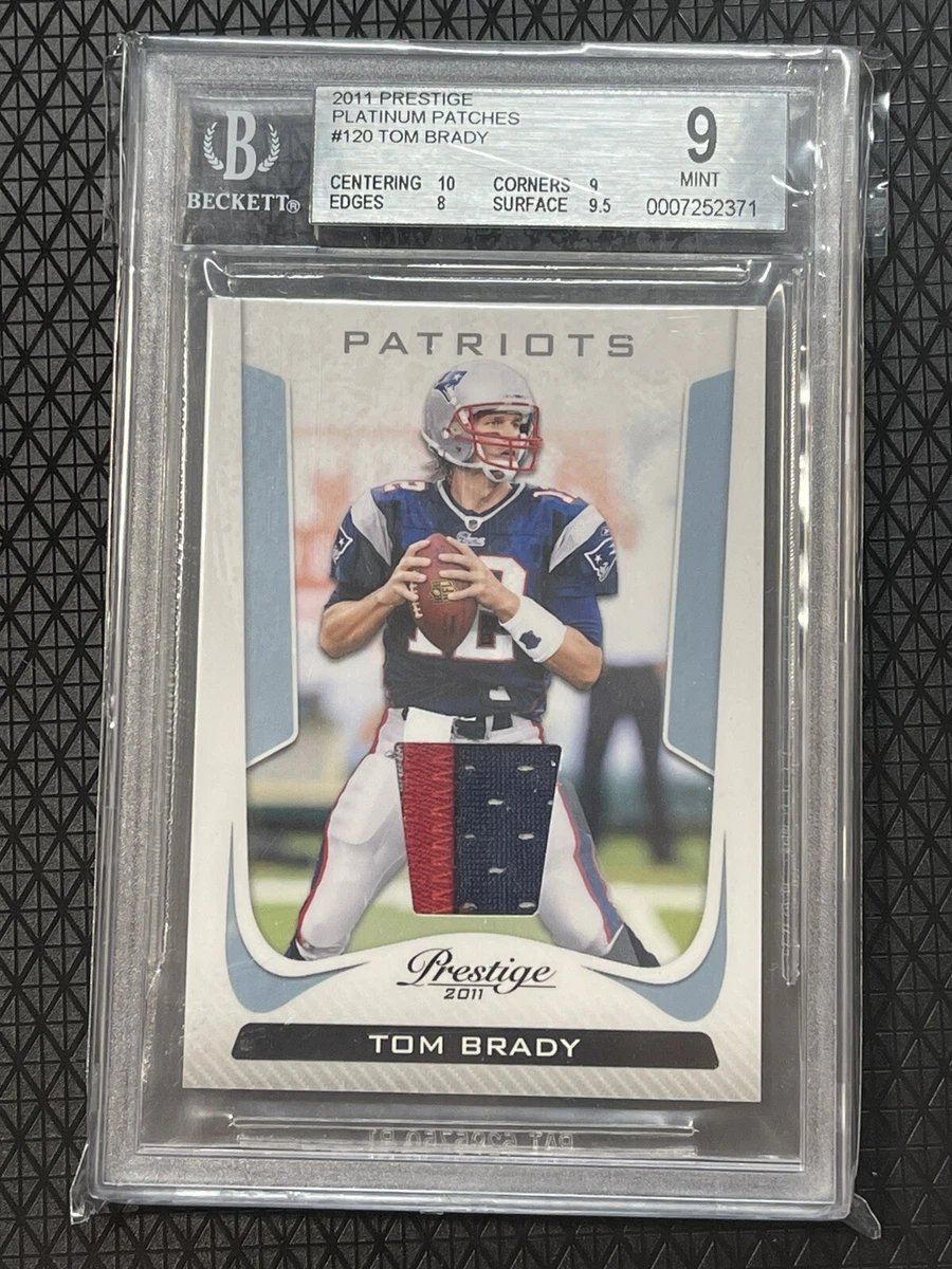 2011 PRESTIGE PLATINUM 3 Color Patch Jersey Relic 120 TOM BRADY BGS 9 Mint W 10