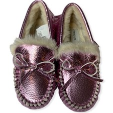 Crewcuts Pink Metallic Faux Fur Lined Moccasin New