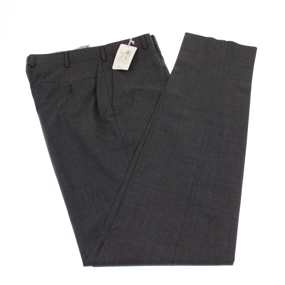 Pantalones de vestir Belvest nuevos con etiquetas frente plano talla 46 30 gris liso 100 % lana EE. UU. Foto 2 de 4