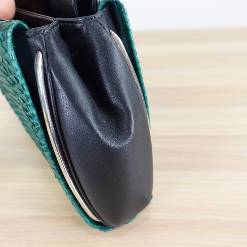 Snakeskin Clutch Python Italian Leather Black EPONYMOUS Purse Green Frame $1,495 - Picture 20 of 23