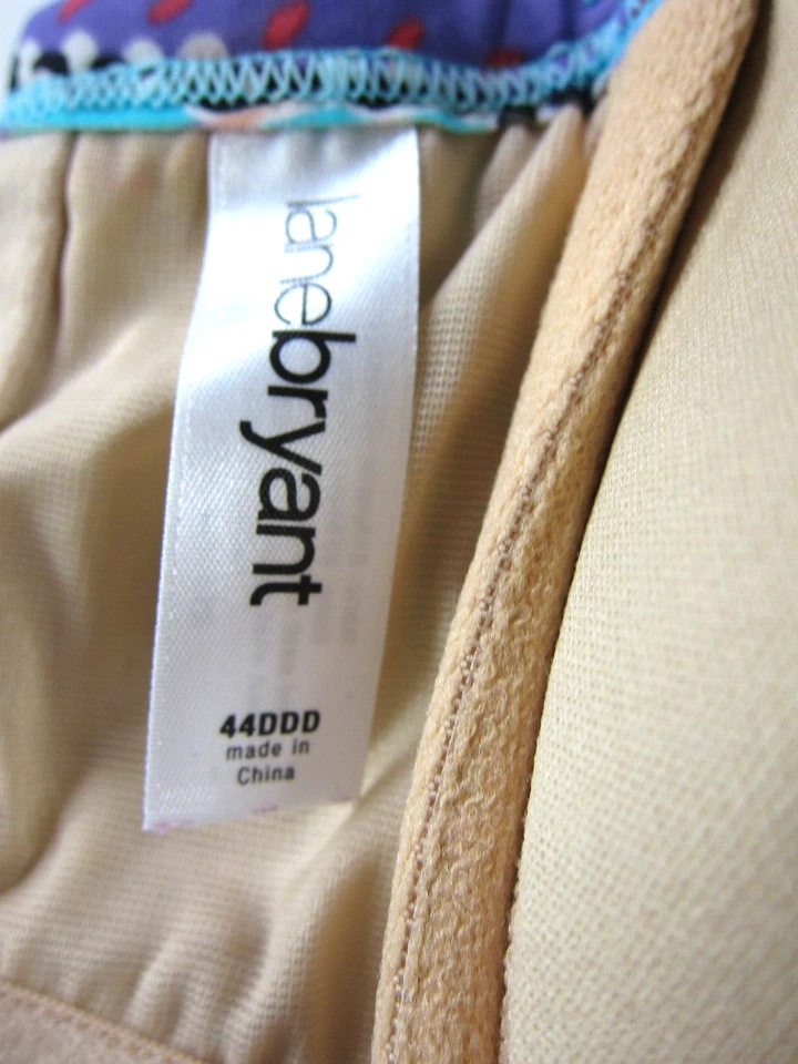 Traje de baño Tankini Top 44 DDD Lane Bryant azul púrpura verde cachemir incorporado Foto 3 de 4